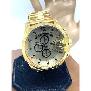 Diesel Men's Watch DZ4662 Quartz Chronograph Gold Dial Stainless Steel 52mm USED